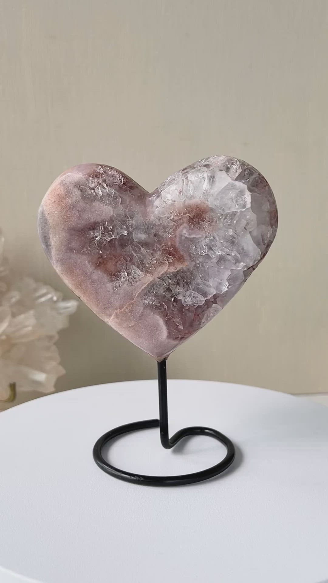 Pink Amethyst Heart on Stand