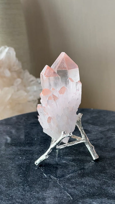 Pink Pineapple Quartz Cluster on Stand