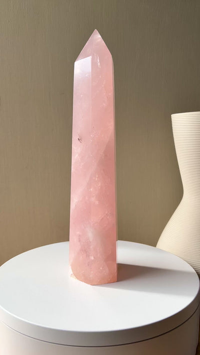 Large Rose Quartz Tower