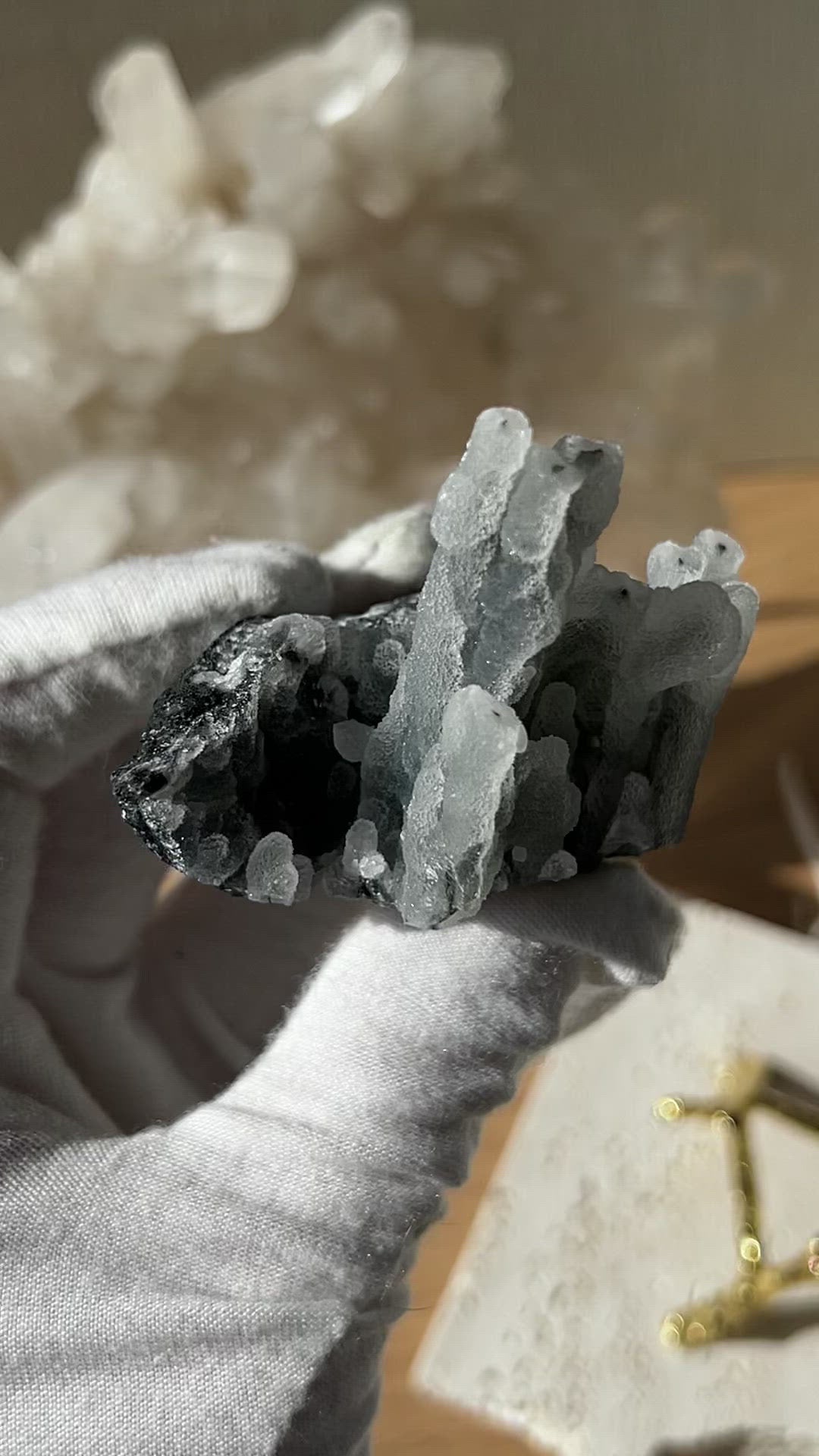 [Jet] Black Chalcedony Stalactites on Stand