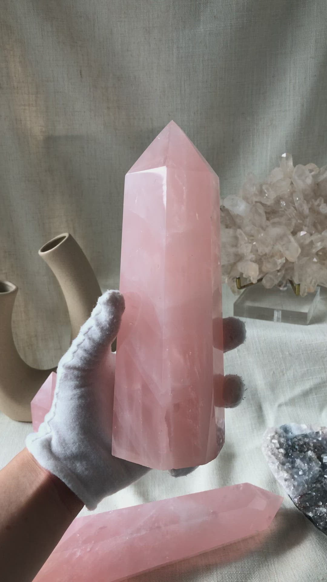 Chunky Rose Quartz Towers