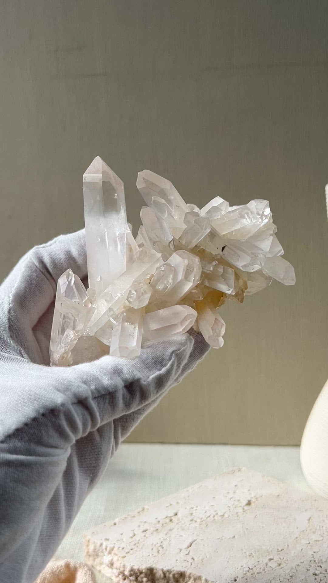 Clear Quartz Cluster on Stand