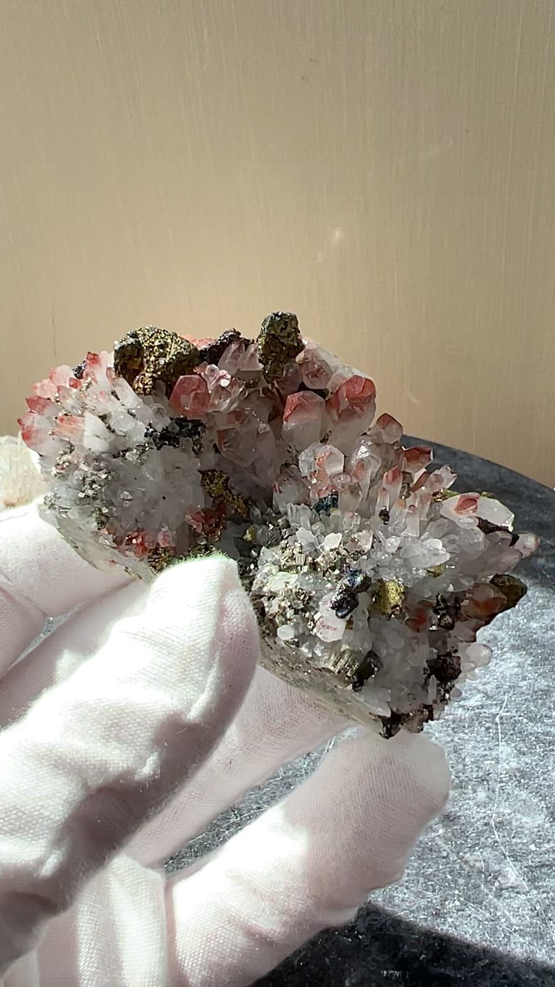 Hematite Red Tip Clear Quartz with Pyrite (A)