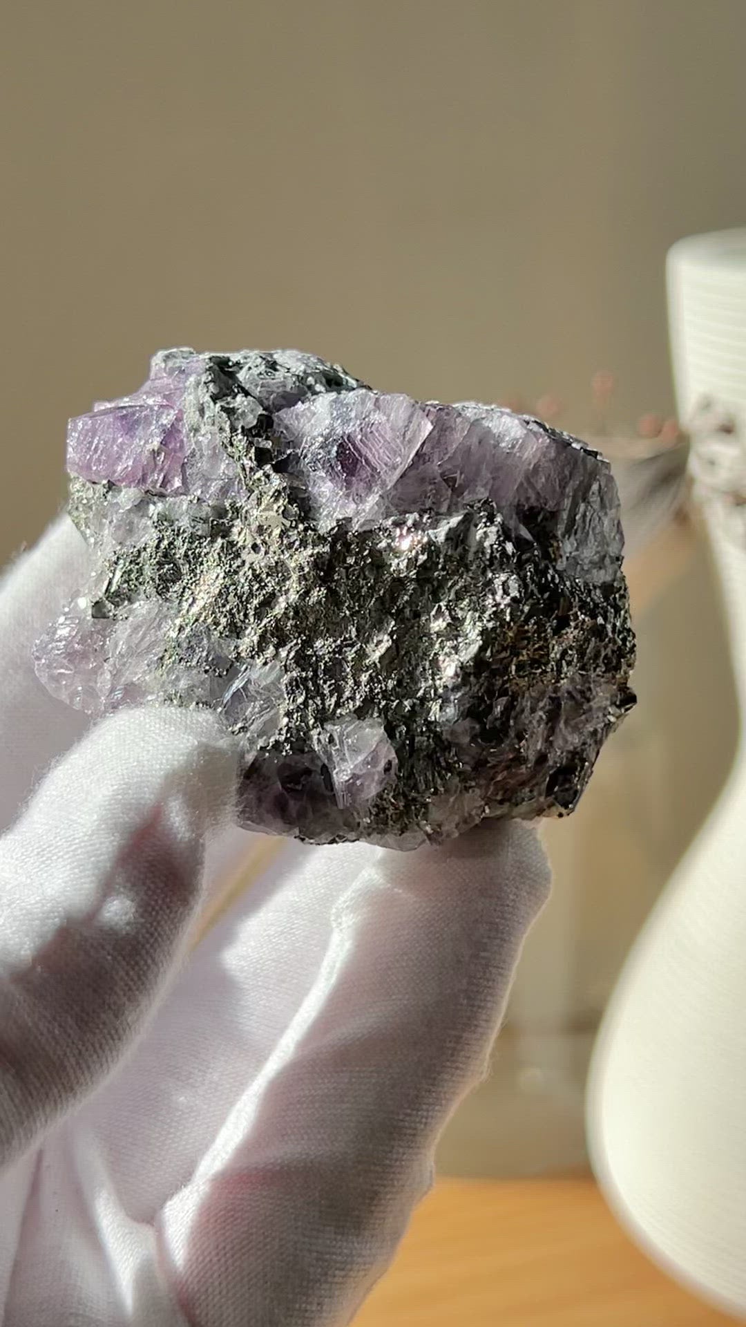 Purple Fluorite Pyrite with Quartz (A)