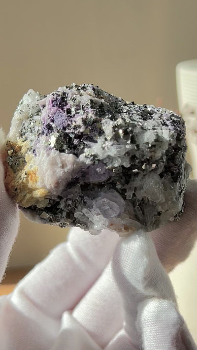 Purple Fluorite Pyrite with Quartz (B)