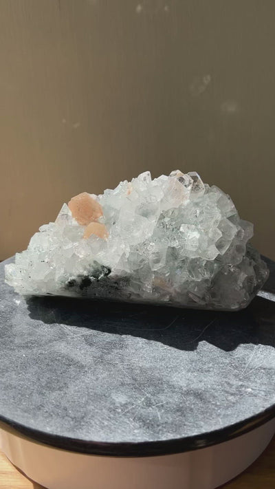 [Sienna] Apophyllite on Blue Chalcedony & Stilbite