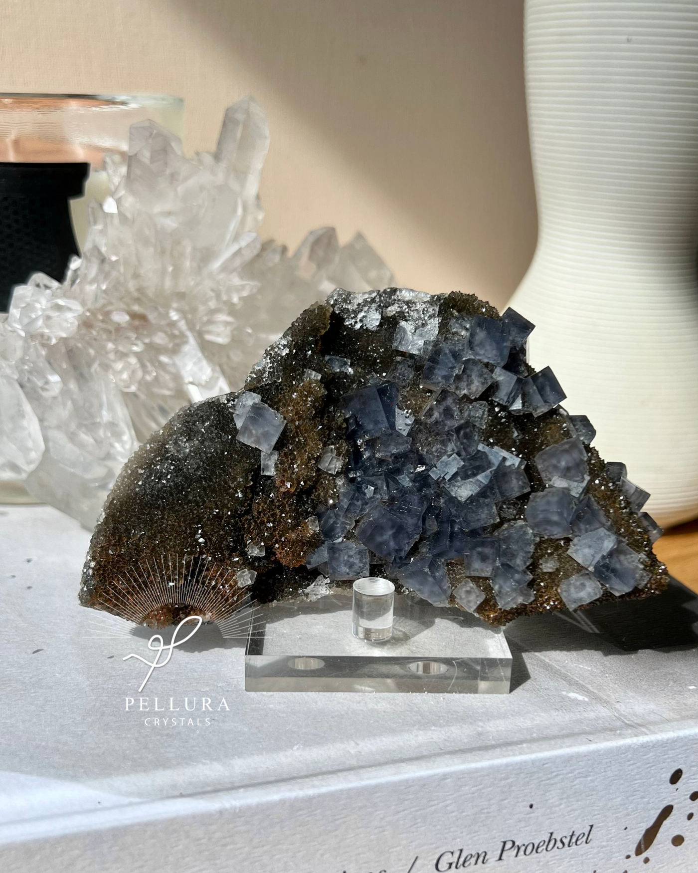[Indigo] Navy Blue Fluorite on Brown Quartz Matrix