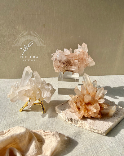 [Leila] Pink Quartz Cluster on Stand