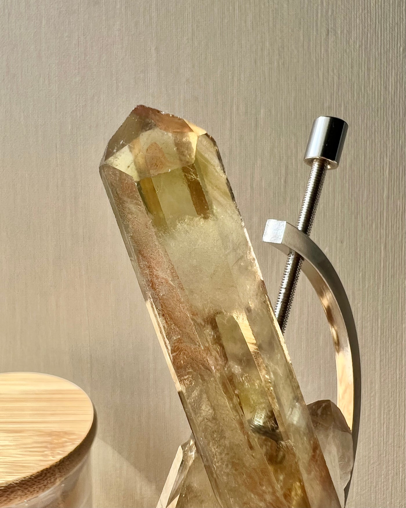 Natural Smoky Citrine on Silver Arc Stand