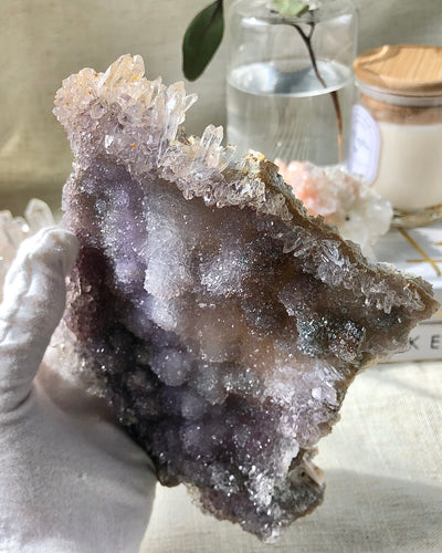 Nebula Amethyst Flower Plate on Stand