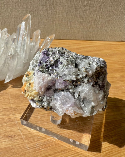 Purple Fluorite Pyrite with Quartz (B)