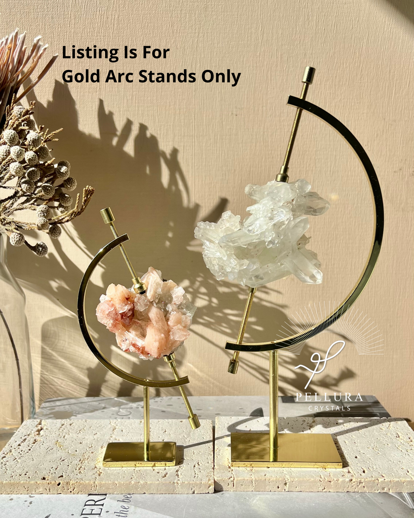 Gold Arc Stand (For Minerals & Spheres)
