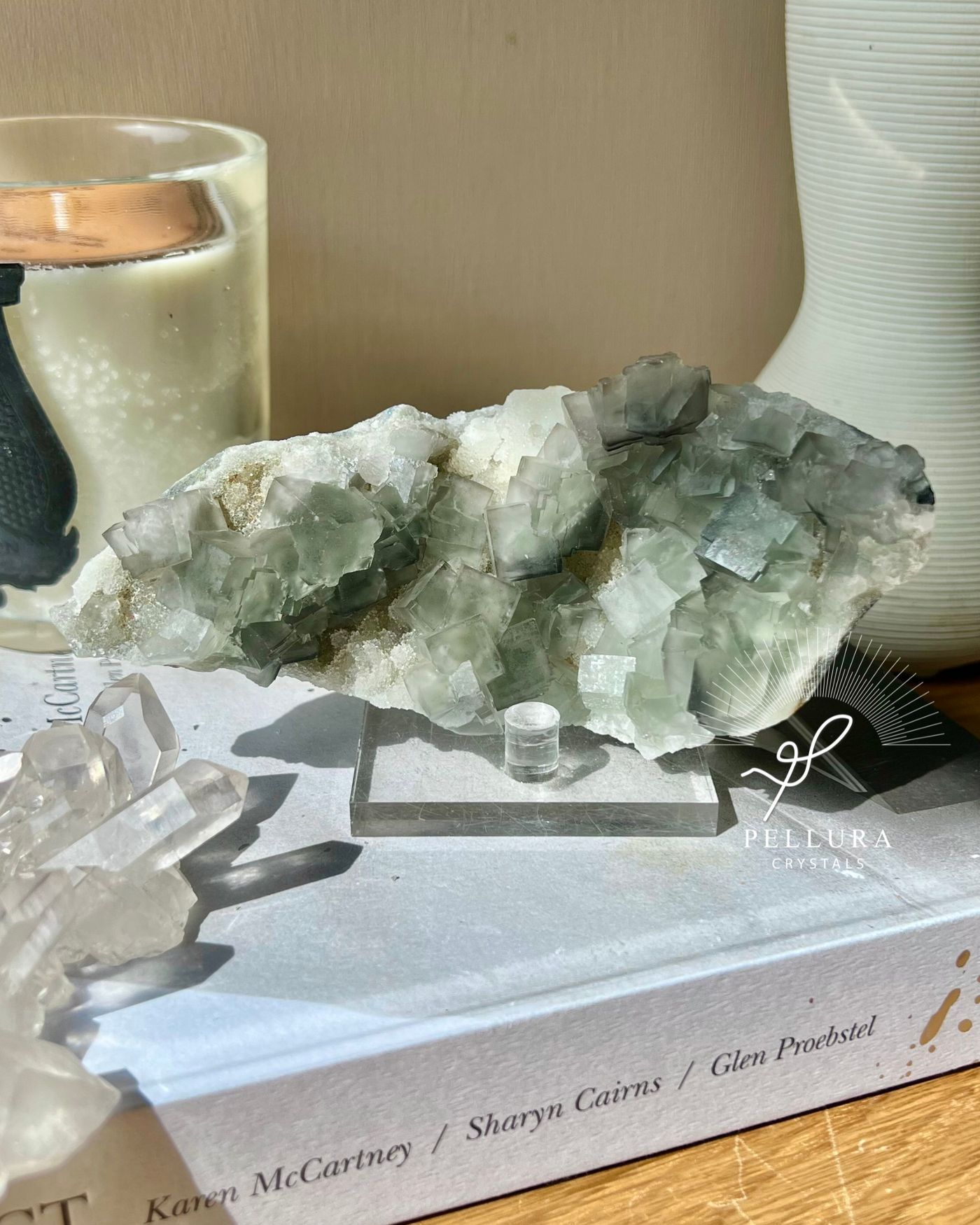 [Primavera] Green Fluorite on White Quartz Matrix