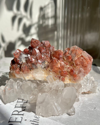 Red Phantom Quartz Cluster