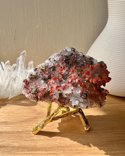 Hematite Red Tip Clear Quartz with Pyrite (B)