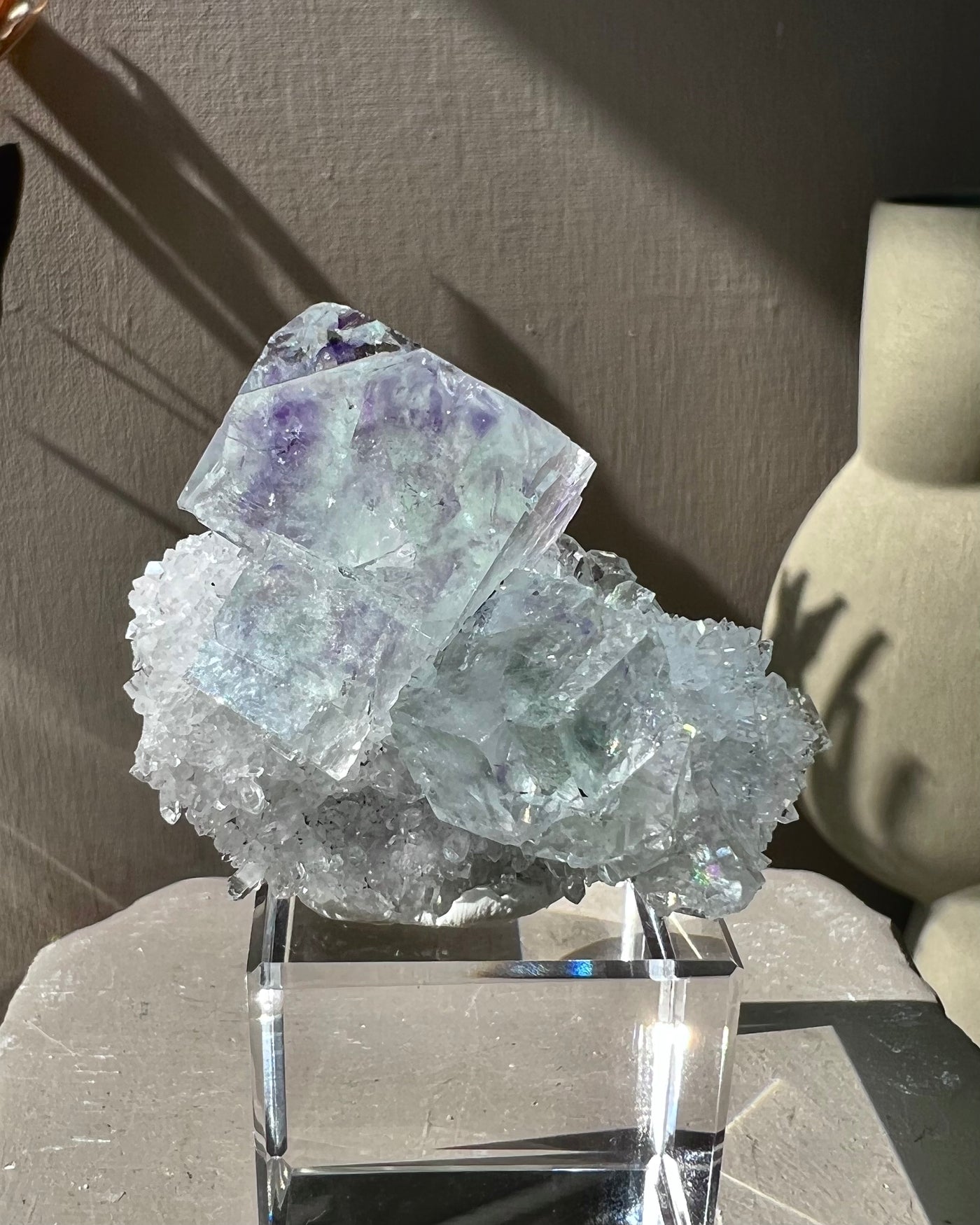 Green Fluorite on Quartz