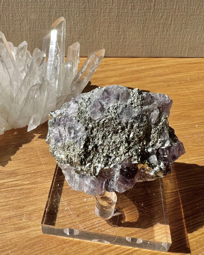 Purple Fluorite Pyrite with Quartz (A)