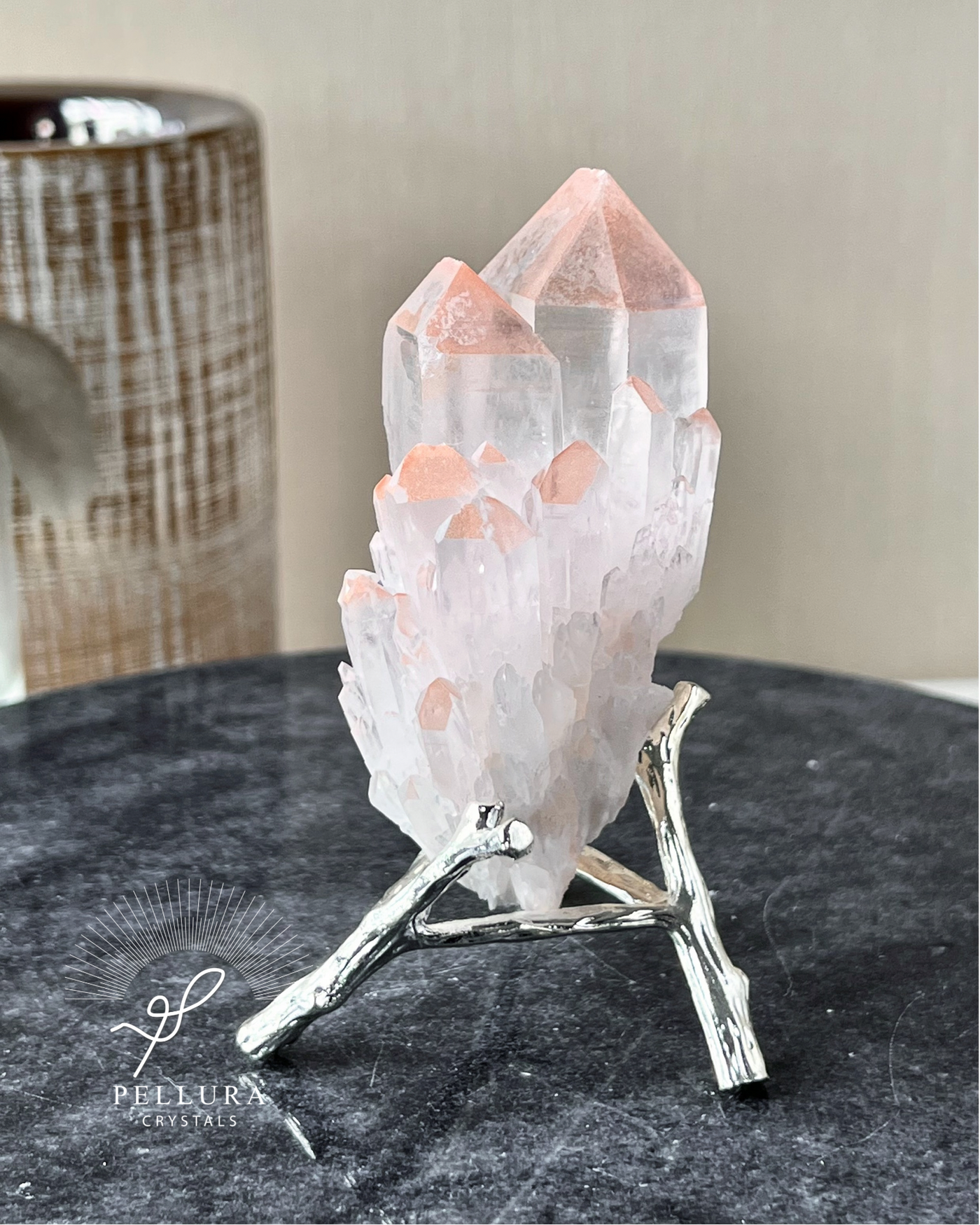 Pink Pineapple Quartz Cluster on Stand