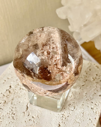 [Valentine] 5.3cm Lodolite Sphere with Silver Rutile