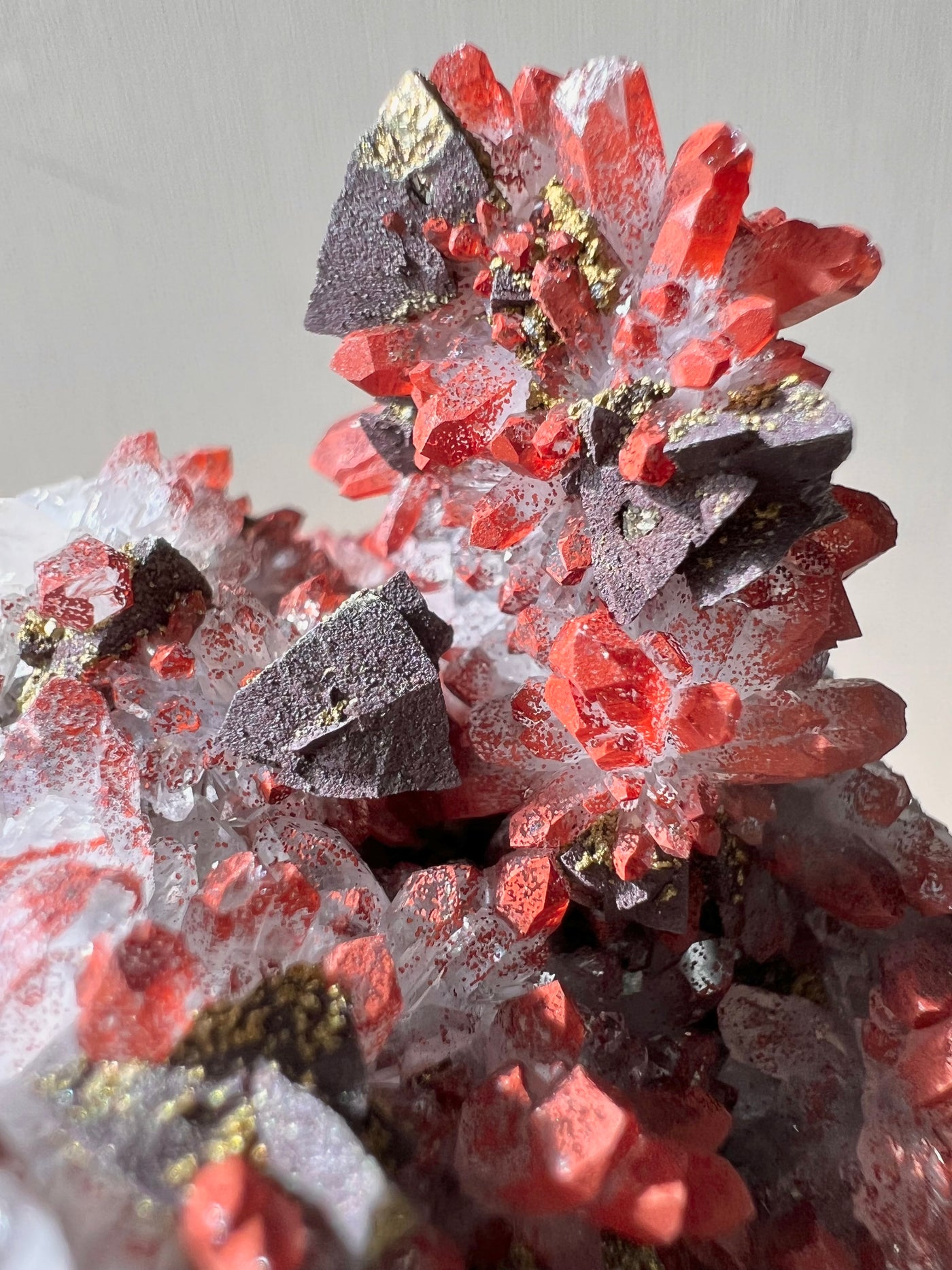 Hematite Red Tip Clear Quartz with Pyrite (B)