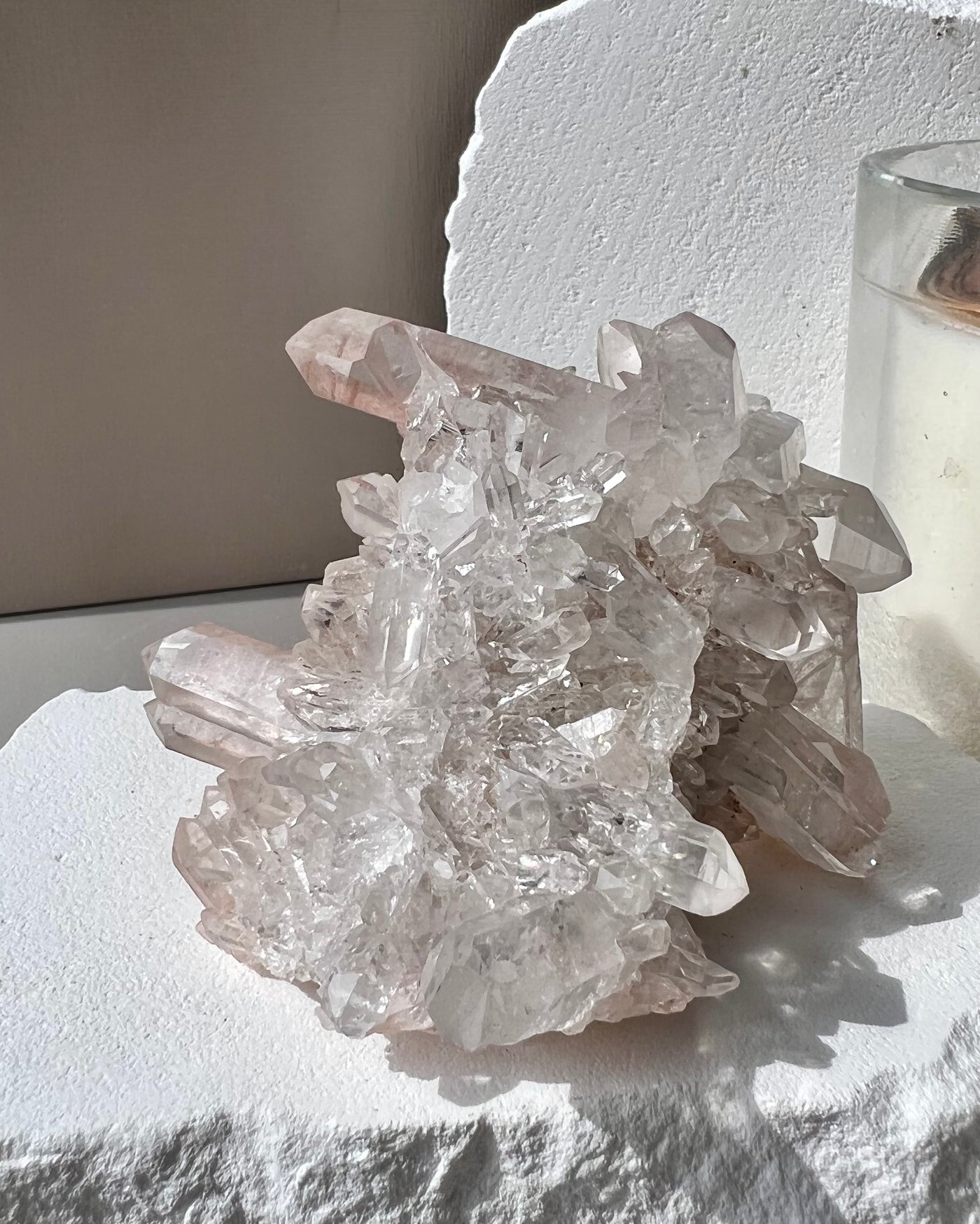 [Scorpio] Pink Tip Clear Quartz Cluster