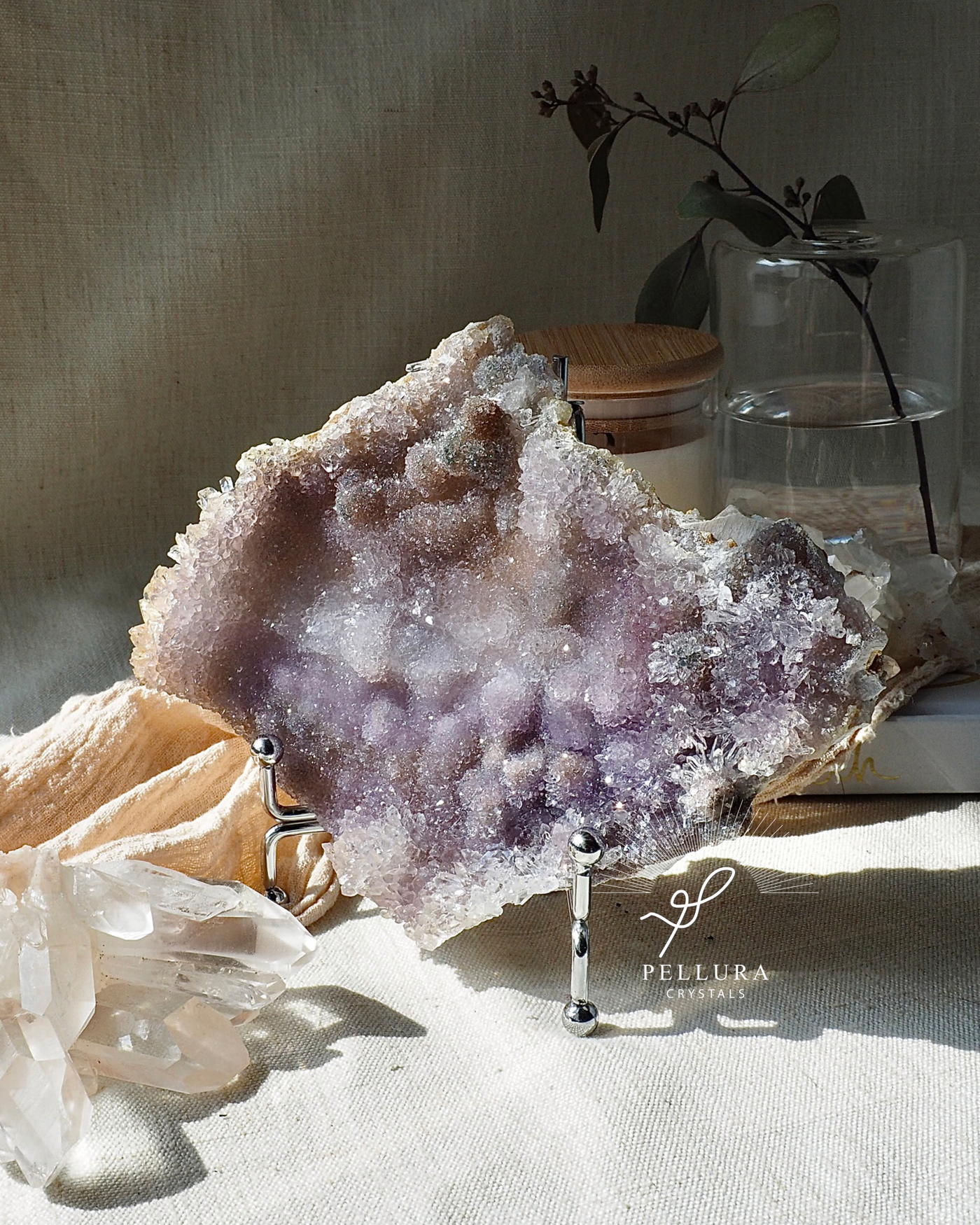 Nebula Amethyst Flower Plate on Stand