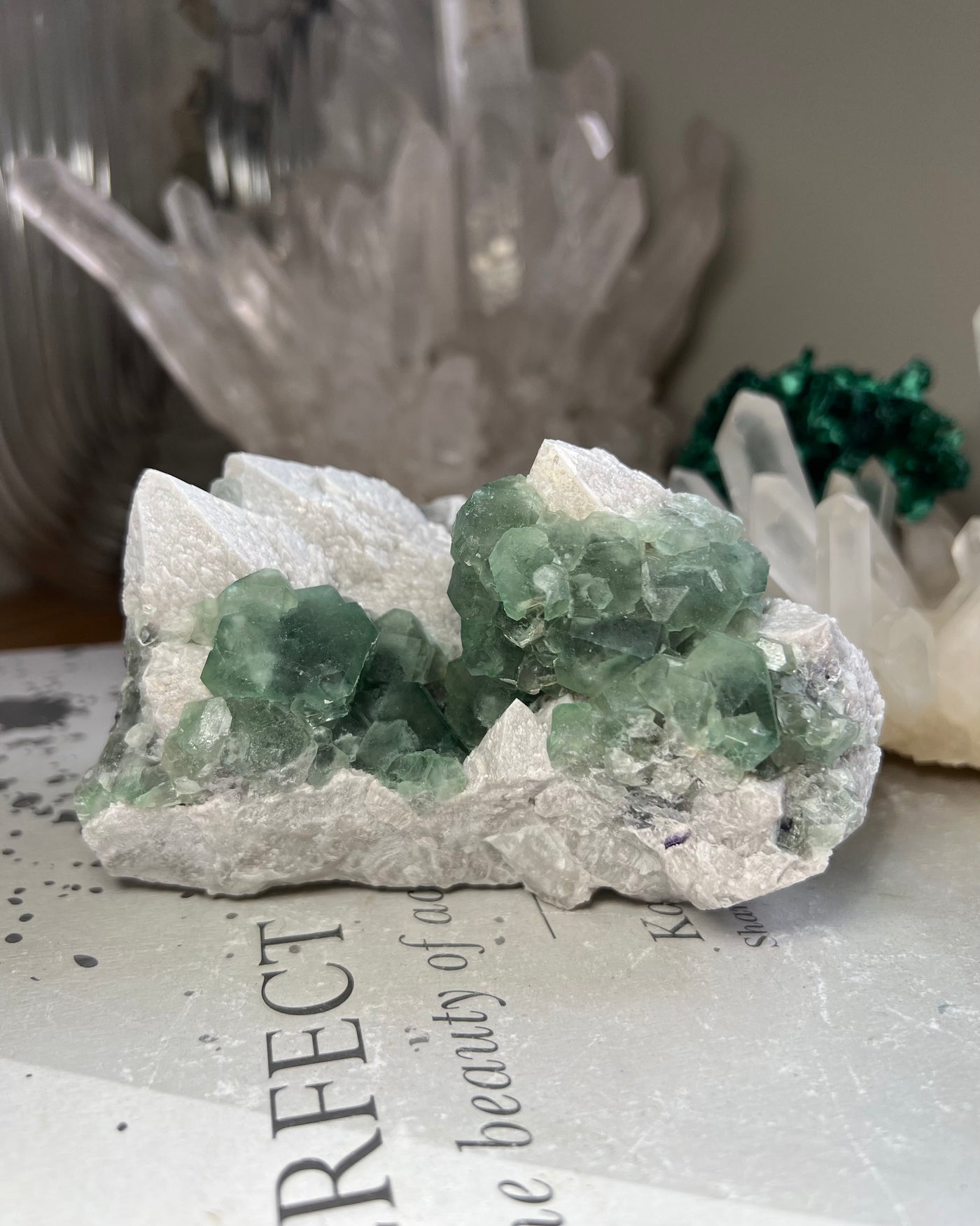 [Jade] Green Fluorite Candle Quartz