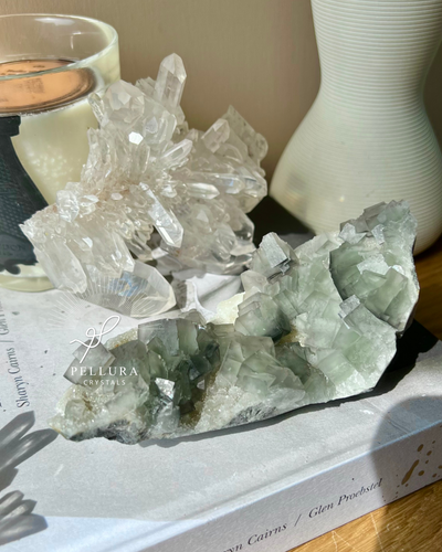 [Primavera] Green Fluorite on White Quartz Matrix