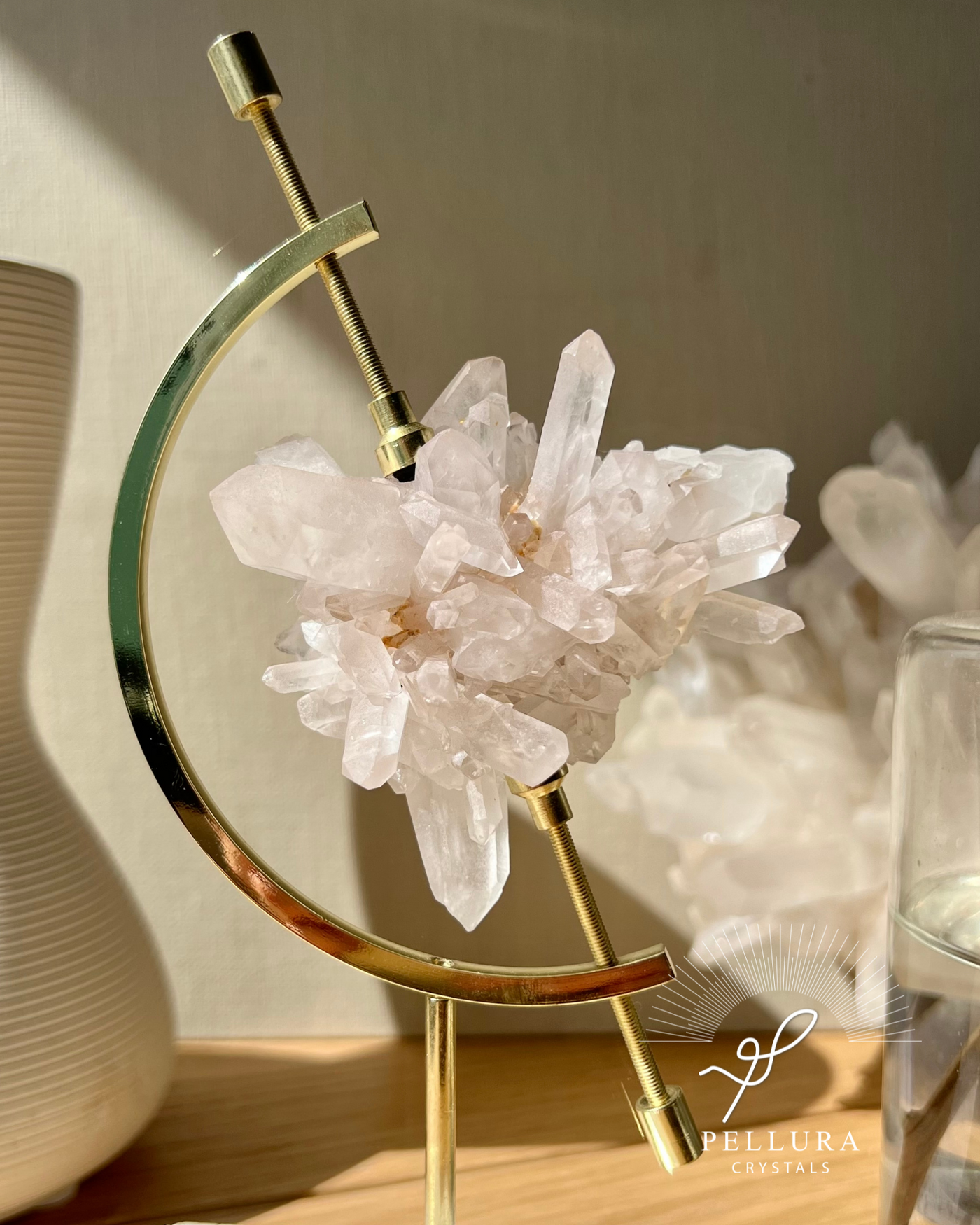 [Bloom] Clear Quartz Cluster on Arc Stand