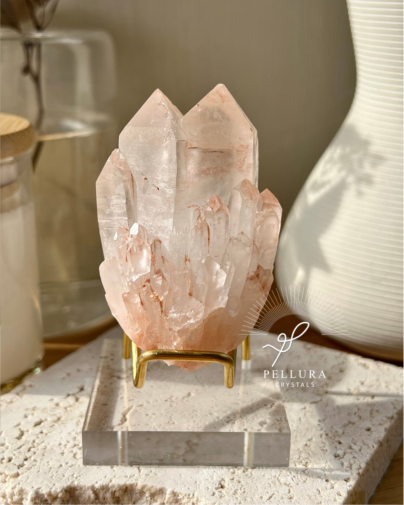 Pineapple Quartz Cluster on Stand (A)