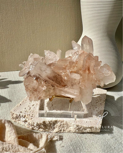 [Leila] Pink Quartz Cluster on Stand