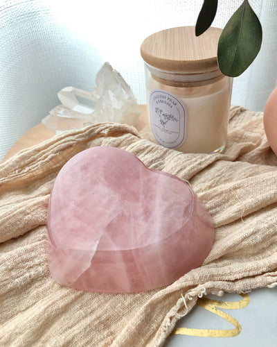 High Grade Rose Quartz Heart Bowl