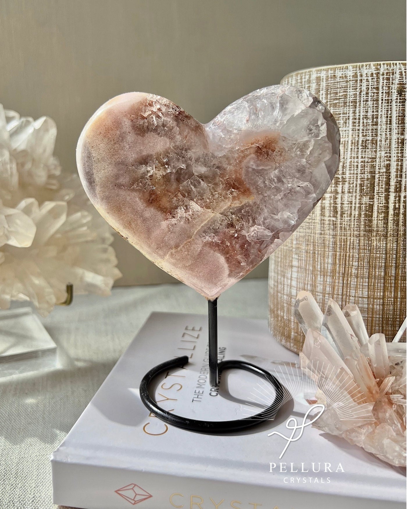 Pink Amethyst Heart on Stand